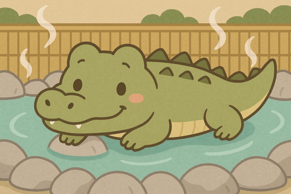 温泉　ワニ