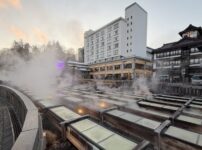 冬の草津温泉　湯畑