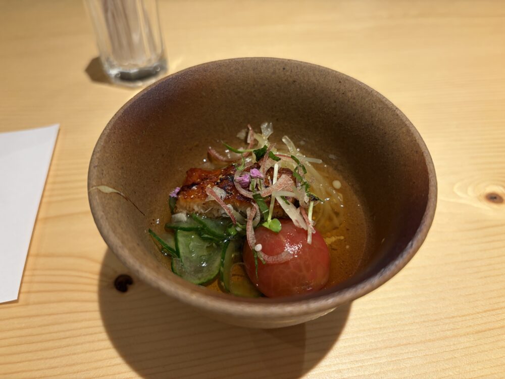 黒岩旅館の夕食の鰻ざく