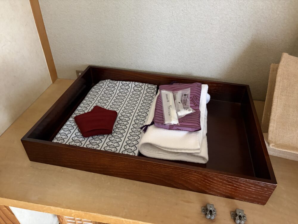 二岐温泉「柏屋旅館」さんの浴衣とアメニティ